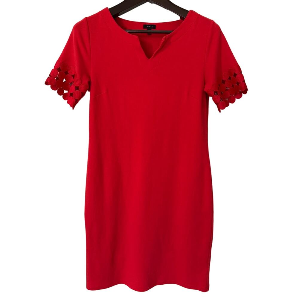 Talbots Red Short Sleeve V-Neck Dress Size Medium